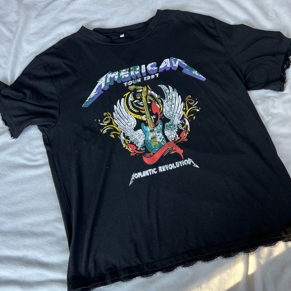 SHEIN BAND TEE W/ LACE TRIM - Picture 10 of 11